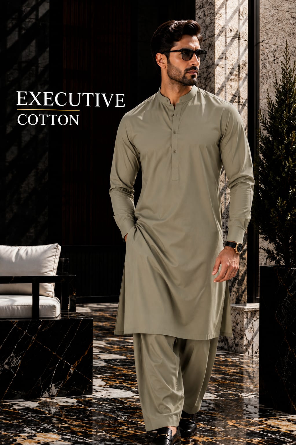 Exective unstitched Fabric Cotton