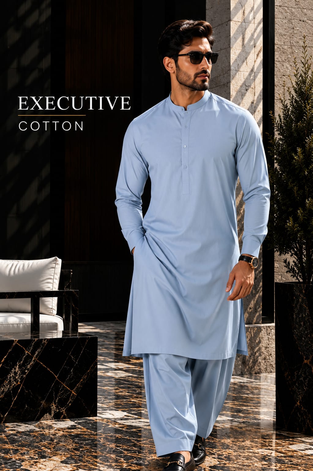 Exective unstitched Fabric Cotton